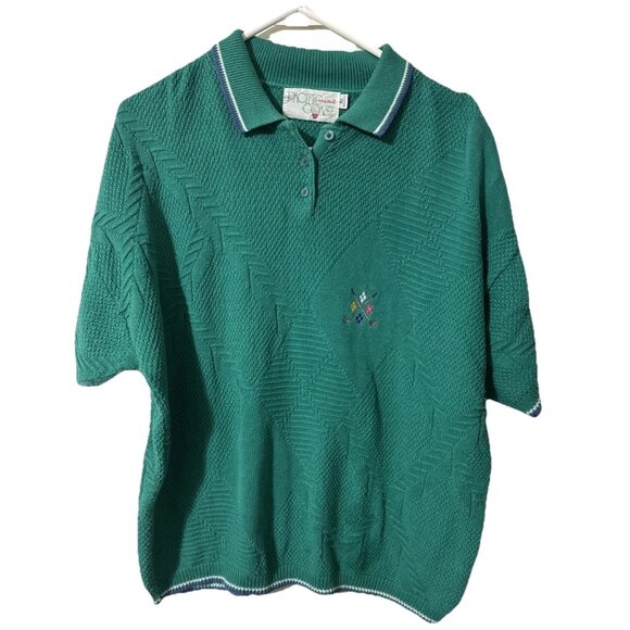 Pacific Coast Ladies Golfwear Green Short Sleeve Sweater Size XL USA - Picture 1 of 6